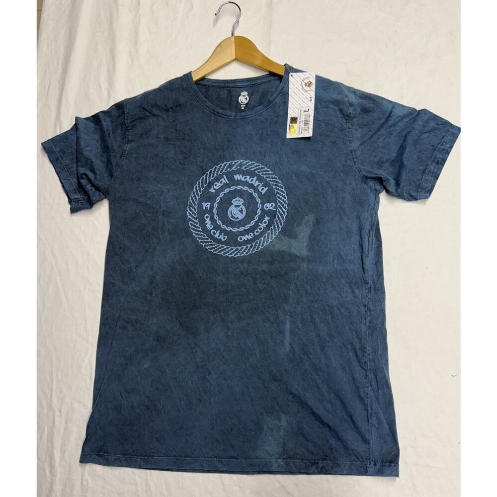 Real Madrid T Shirt Football Official Men's XL Navy Blue Camiseta Piedra